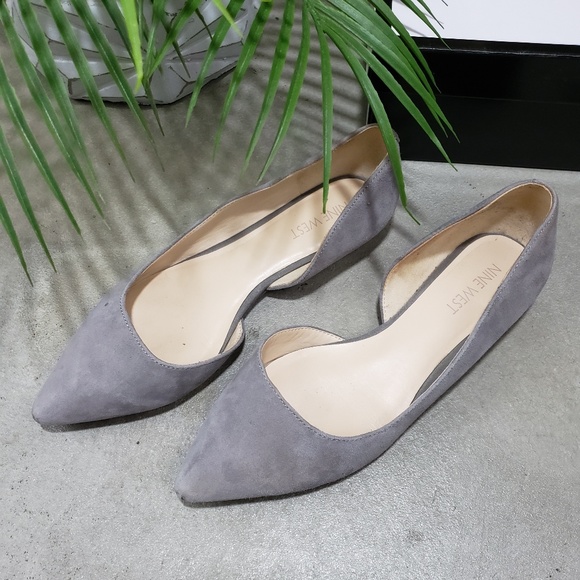 Nine West Shoes - Nine West Saige Grey Flats Pointy Toe Leather